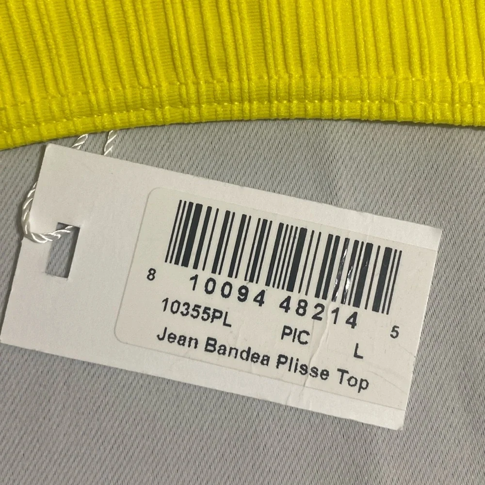 FRANKIE'S BIKINIS Women's Jean Bandeau Plisse Textured Bikini Top Size L